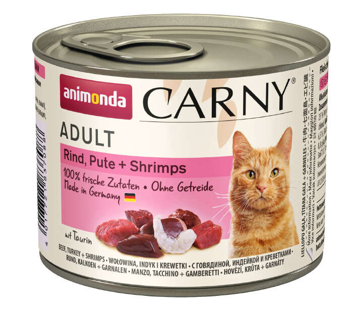 animonda Katzen-Nassfutter Carny Adult Rind, Pute + Schrimps